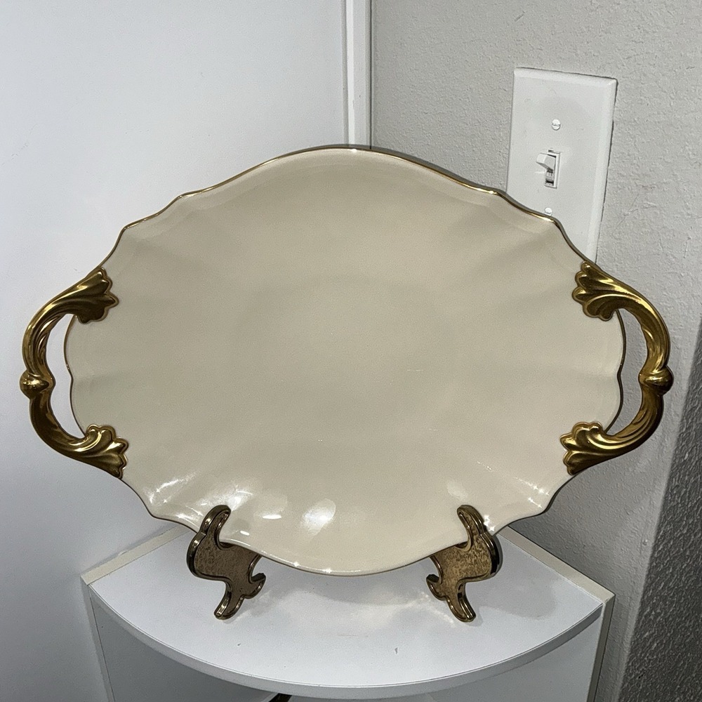 Vintage Lenox VALENCIA Oval Serving Platter - LARGE 16 1/2" - 24k Gold Trim